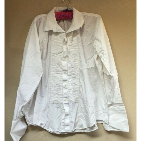 Lord West Mens 17.5 36/37 Pleated Front Button Up Long Sleeve Formal Dress Shirt - Picture 1 of 8